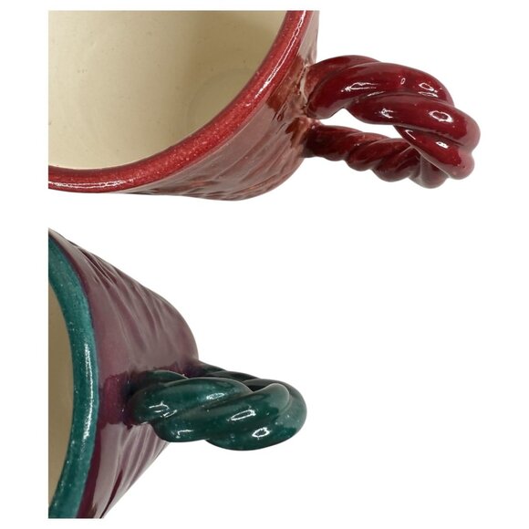 2 Fioriware Jardinware Grape Garland Embossed Leaf Coffee Mugs Purple Burgundy - Picture 6 of 8